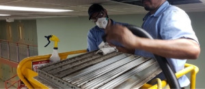 Commercial Air Duct Cleaning on a lift mission viejo ca